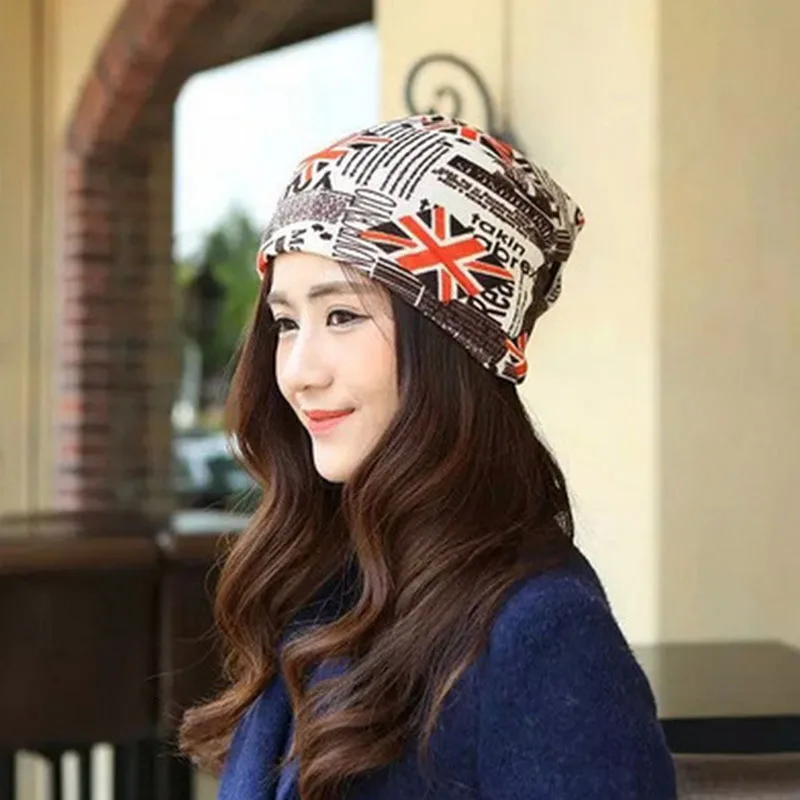 

Women's Winter Hat Knitted Wool Beanie Female Fashion Letter Flag Printing Skullies Casual Outdoor Mask Ski Caps Thick Warm Hats