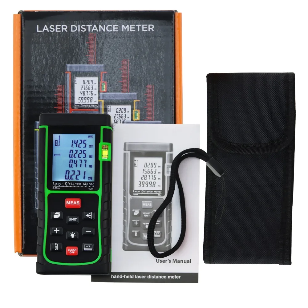Laser Distance 40M Rangefinder Measurement Handheld +/-2mm Accuracy IP54 Digital Electronic Precision Area Volume Tool | Инструменты