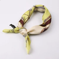 lunadolphin women silk square scarves 50x50cm apple green chain print bandanas women fresh style headbands scarf wristband