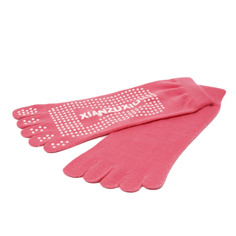 

2018 New Womens Cotton Colorful Yoga Gym Non Slip Massage Toe Socks Full Grip With Socks Heel