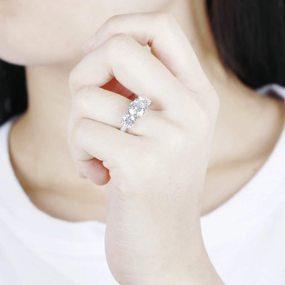 Трансвеститы три обручальное кольцо с камнем золото Moissanite кольцо для женщин Свадьба 7,5 мм и 6 мм F цвет Moissanite алмаз 14 К золото