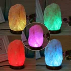 Лампа-ночник из гималайской каменной соли, USB, с деревянным основанием, ручная работа