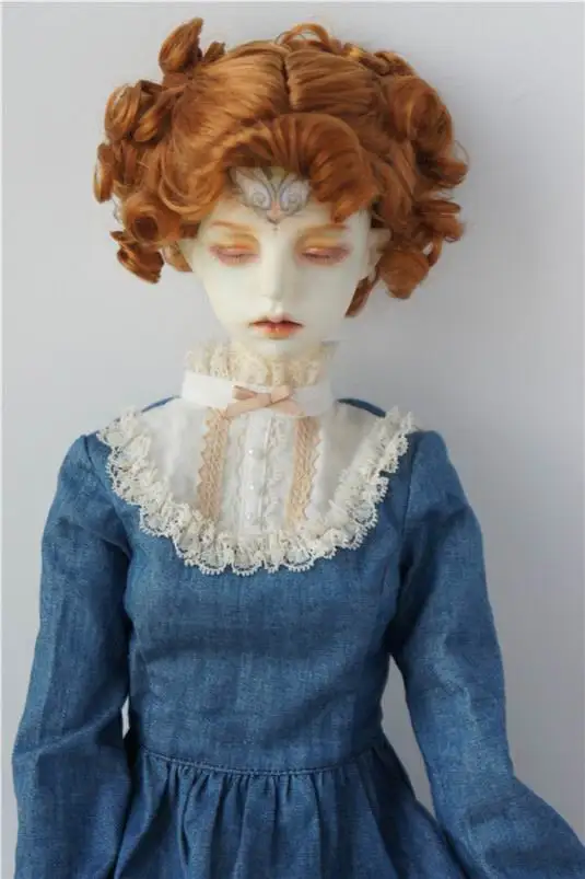 8-9inch Ginger SM8 JD048 1/6 1/4 1/3 Модная Кукла Парики Для детей от 6 до 7 дюймов 7-8in 8-9 дюймов, классика курчавый BJD парики двойной конский волос кудрявый синтетический мохеровый парик - Цвет: 8-9inch Ginger SM8