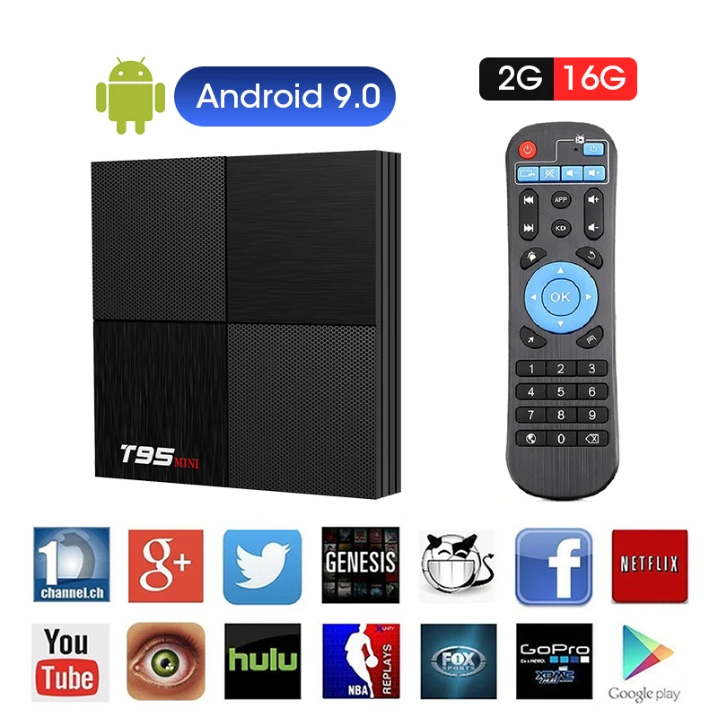 Смарт Android 9 0 телеприставка 6K @ 30fps 4K DDR3 USB 3 Bluetooth 4 T95 мини 3D четырехъядерный Mali T720MP2
