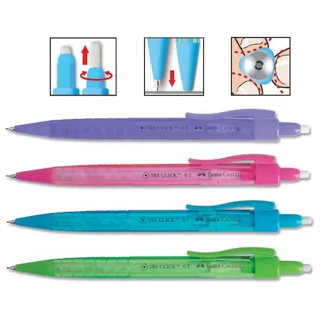 Faber Castell Tri нажмите 1362 0,5 мм механический карандаш+ F.C. 127621 0,5X60 мм(120 шт в коробке)+ F. C. 188220 карандаш ластик для чернил