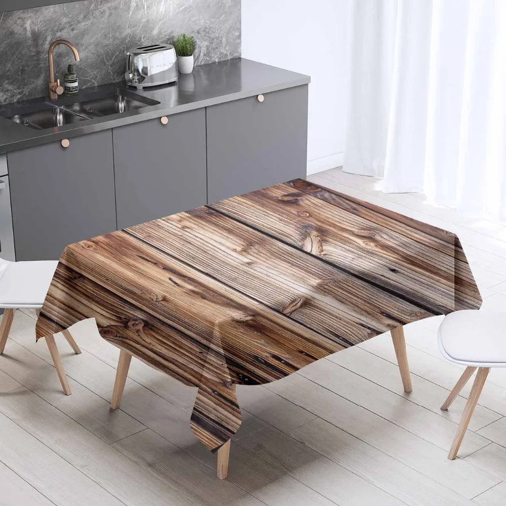

Else Brown Vintage Wooden Tree Aging Nature 3d Print Washable Thicken Cotton Cloth Rectangular Square Kitchen Tablecloth