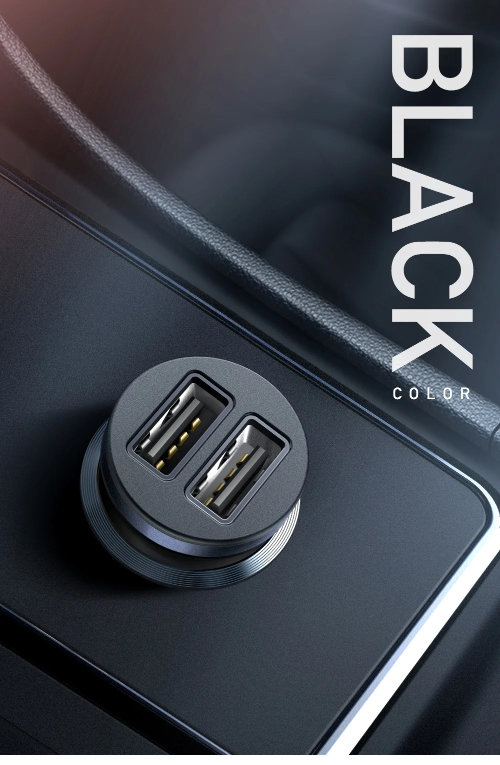MCDODO, 12 Вт, быстрое автомобильное зарядное устройство с двумя usb-портами, Универсальный мини USB разъем, автомобильный адаптер для зарядки телефона для iPhone, Xiaomi, мобильного телефона, планшета, gps