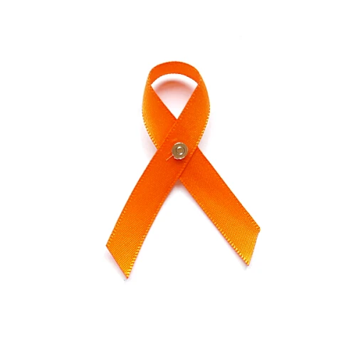 500pcs DHL free shipping Orange Ribbon Bow Leukemia Kidney Cancer Awareness Brooch Pin