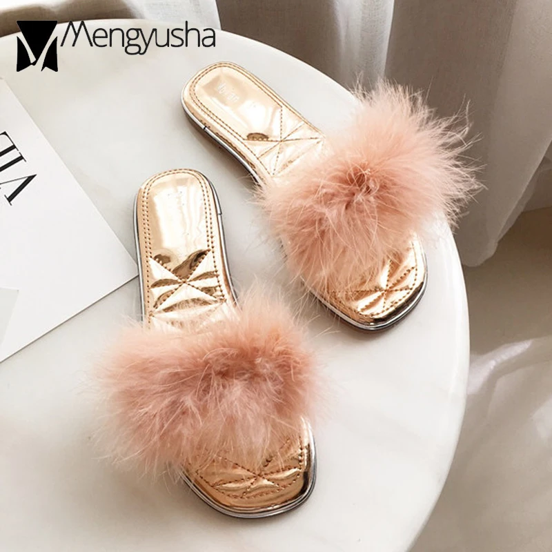 Настоящие норковые меховые шлепанцы без задника с открытыми пальцами Homme Для