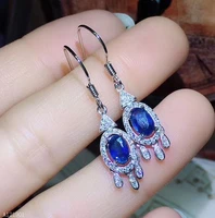 kjjeaxcmy supporting detection 925 silver inlaid natural sapphire womans earrings support detection