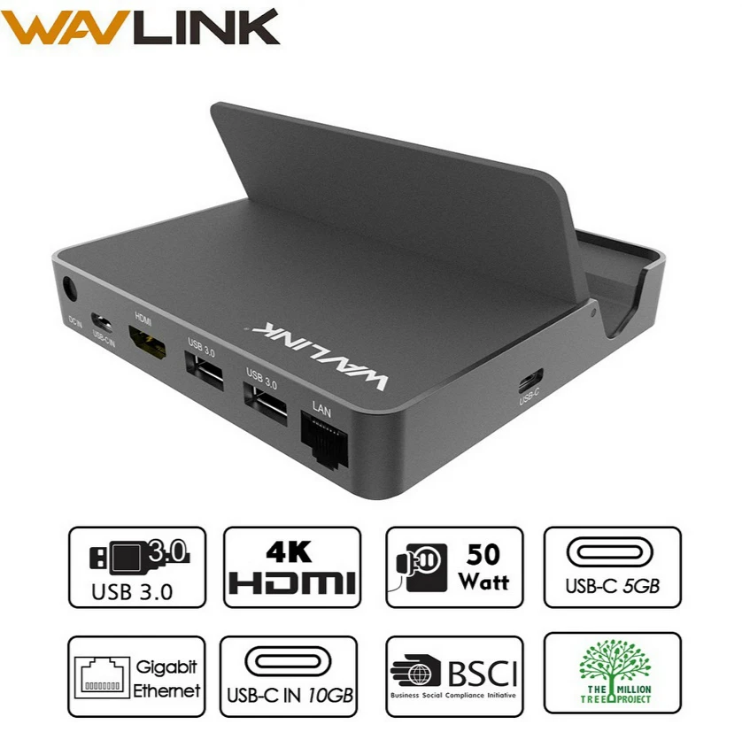 Wavlink USB 3 0 универсальная алюминиевая мини док станция 1 Gen 2 10 Гбит/с Gigabit Ethernet 4K C
