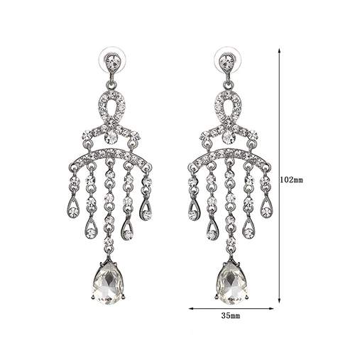 Women Fashion Shiny Rhinestone Multilayer Tassels Dangle Earrings Wedding Jewelry | Украшения и аксессуары