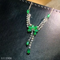 kjjeaxcmyy boutique jewelry 925 sterling silver inlaid natural emerald female luxury necklace support test