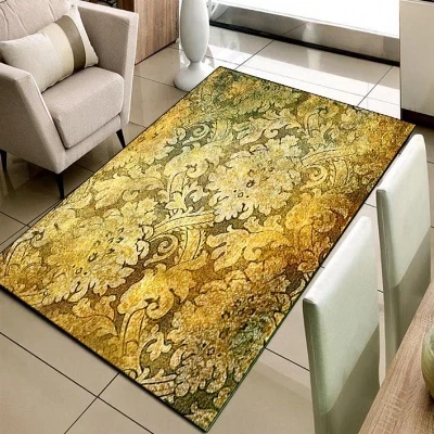 Еще черный золотисто желтый турецкий Винтаж Дамаск 3d печати Нескользящие