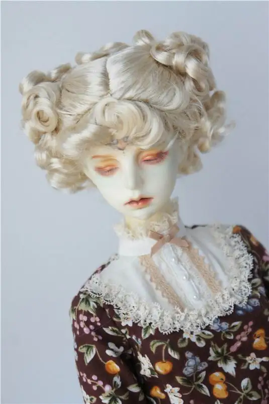 8-9inch Blond SM202 JD048 1/6 1/4 1/3 Модная Кукла Парики Для детей от 6 до 7 дюймов 7-8in 8-9 дюймов, классика курчавый BJD парики двойной конский волос кудрявый синтетический мохеровый парик - Цвет: 8-9inch Blond SM202