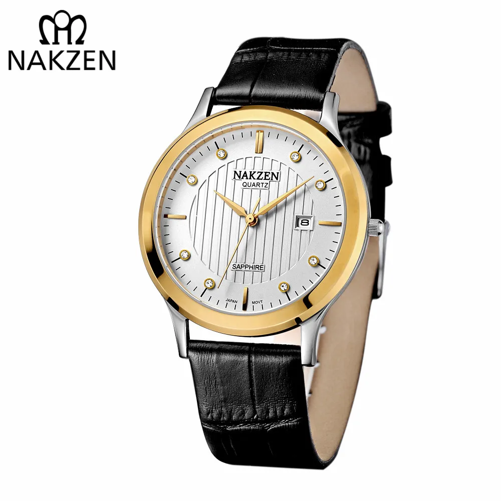 NAKZEN Men's Quartz Watch Top Brand Sapphire Crystal Waterproof Switzerland Male Watch Retro Sports Gold Watch relogio masculino