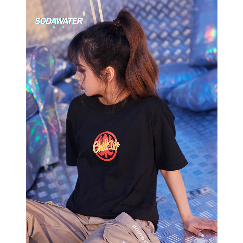 Sodaводяная Футболка с принтом для девочек в стиле хип-хоп летняя модная