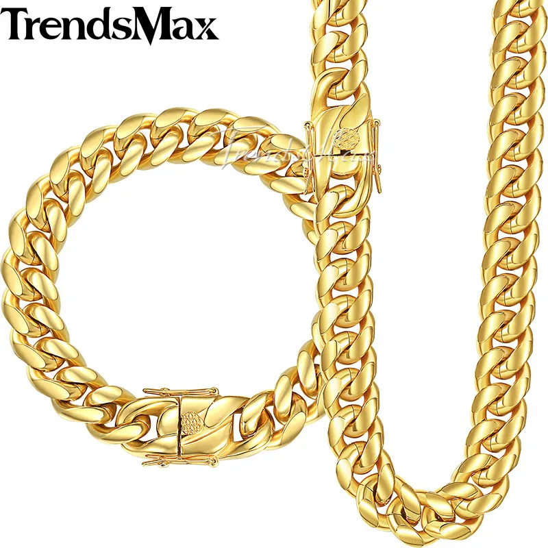 Женский комплект ювелирных изделий Trendsmax Miami Curb Cuban Link из нержавеющей стали 316L в