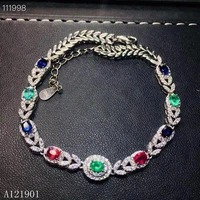 kjjeaxcmy boutique jewelry 925 silver inlaid natural emerald ladys bracelet support detection