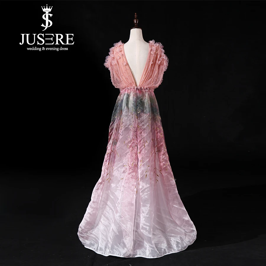 JUSERE Elegant Long Evening Dress With Shawl Lace Appliques Beaded See Through Mermaid Formal Party Dresses 2018 Robe De Soiree
