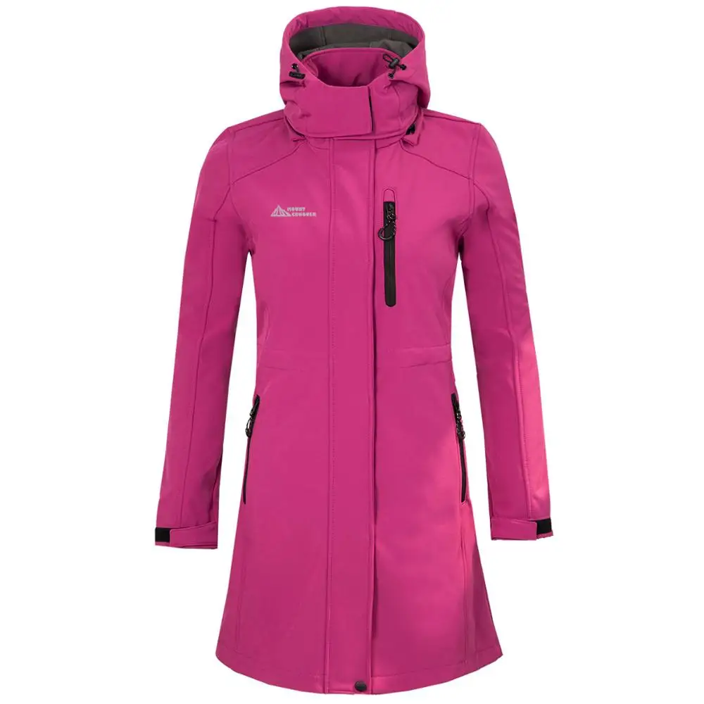Fuchsia Женское длинное пальто, походная куртка, флисовая куртка, ветрозащитная, дышащая, износостойкая одежда для женщин, для верховой езды, альпинизма, Новинка - Цвет: Fuchsia