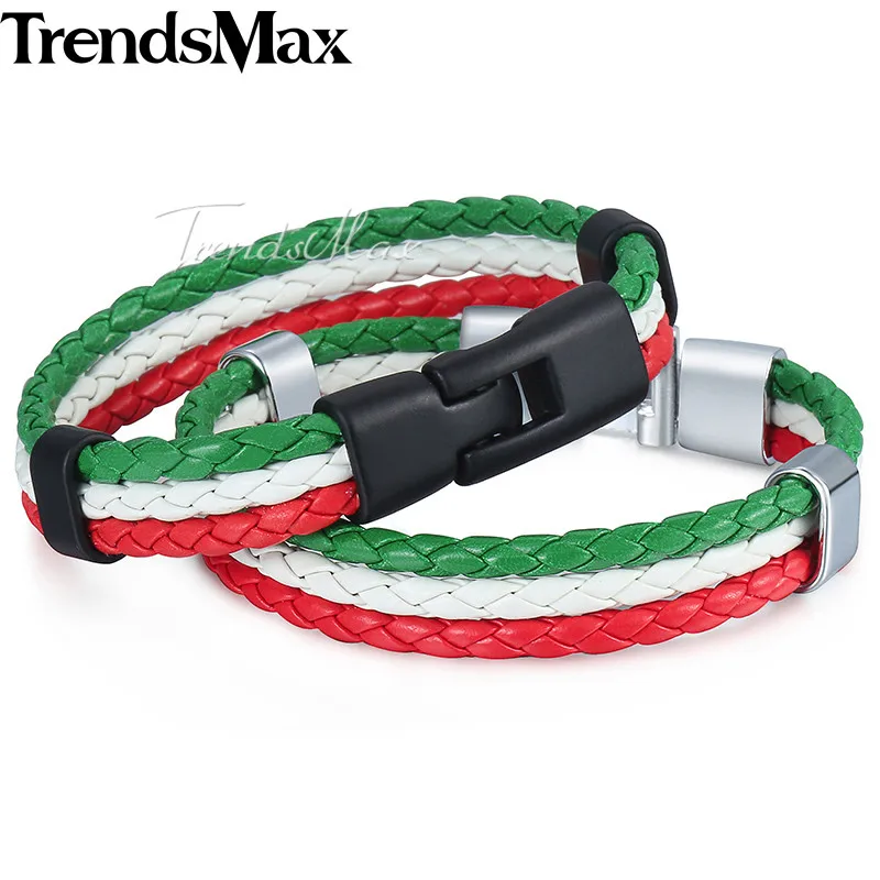 Trendsmax Национальный флаг Италии ES DE RU кожаный браслет для мужчин и женщин веревка ручной работы плетеный браслет ювелирные изделия LB141