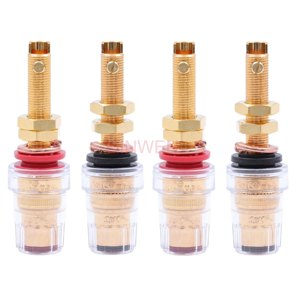 Plug de Banana Embutida em Latão Banhado a Ouro Plug Amplificador Unidades Ligação Alto-falante Hifi Áudio Diy 4