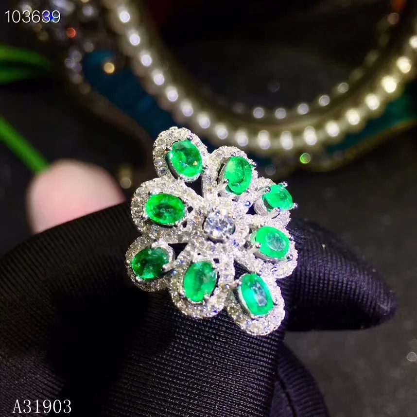 

KJJEAXCMY boutique jewelry 925 sterling silver inlaid natural emerald women's ring support test 1