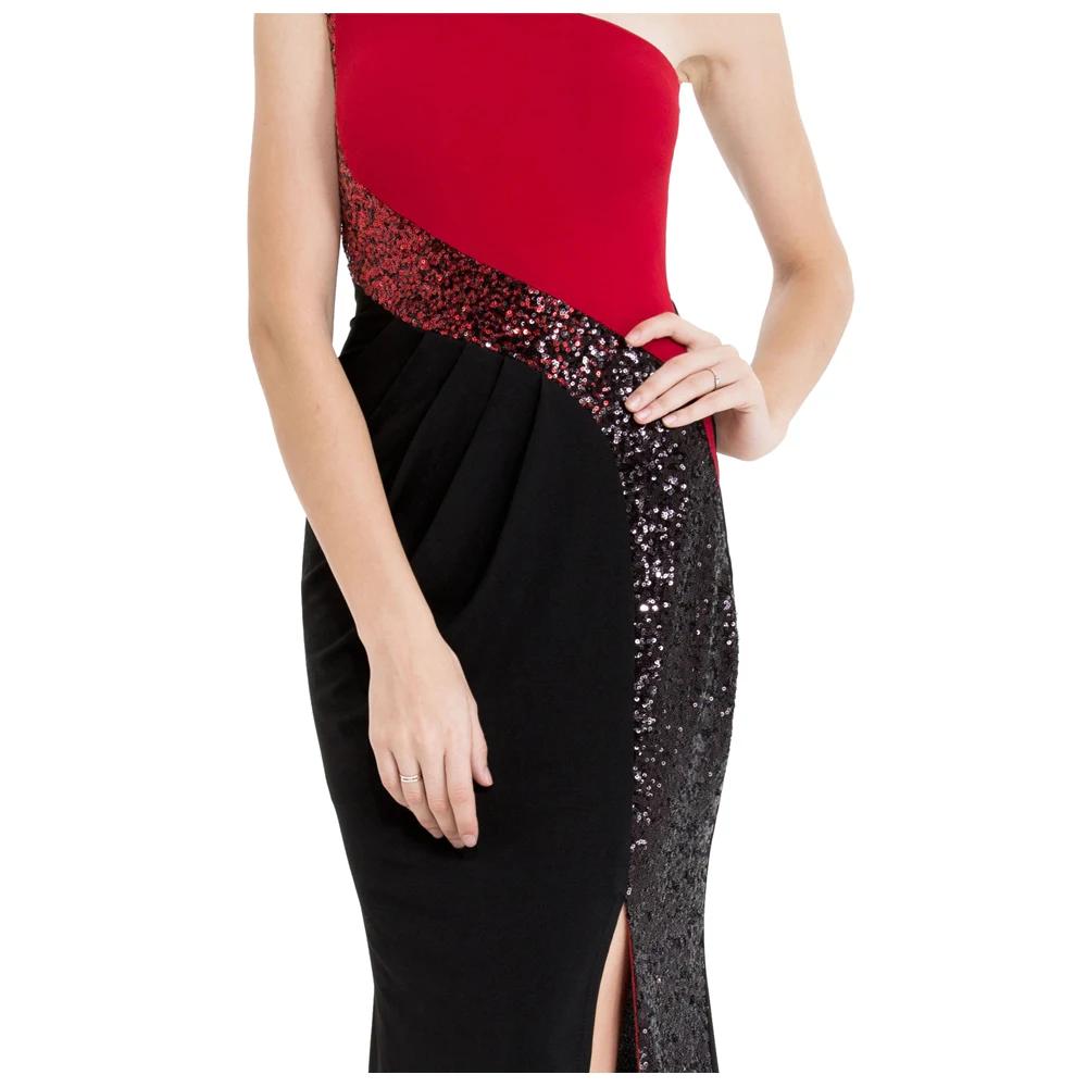 Женское вечернее платье с одним плечом Angel fashions длинное плиссированное