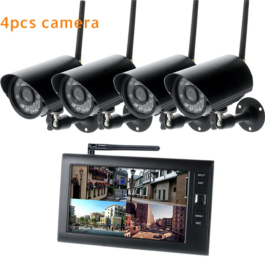 Белый " lcd cctv система безопасности wifi беспроводная камера видеонаблюдения комплект обнаружения движения наружная ИК камера dvr Комплект sd w/запись - Цвет: Белый