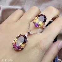 kjjeaxcmy boutique jewelry 925 sterling silver inlaid amethyst gemstone female ring necklace pendant new style