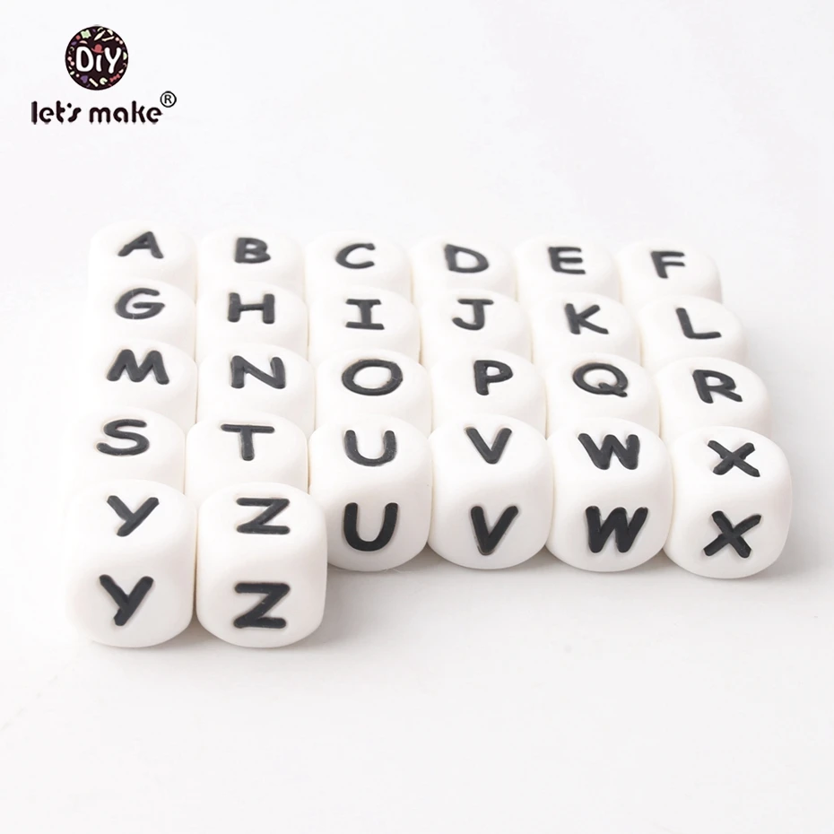 100pc Silicone Beads Alphabet Letter Food Grade For Teething Necklace In 26 Letters BPA  Free Silicone Letter Teether Let's Make