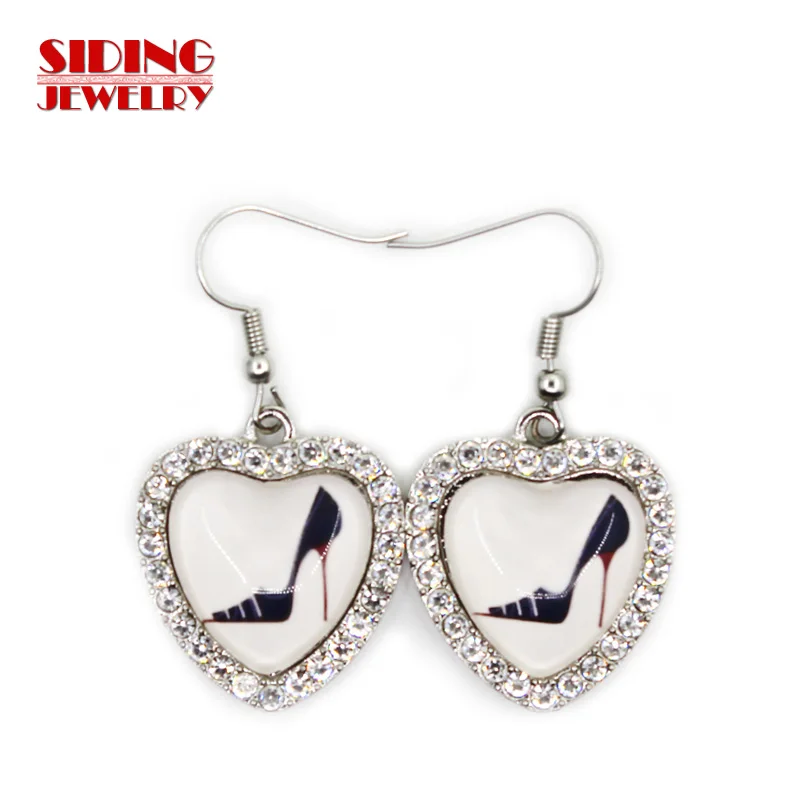 2018 New Arrival 5pair/lot High Heeled Shoes Style 1 Crystal Heart Earring Earrings Charms Fashion Pendientes DIY Jewelry | Украшения и