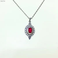 kjjeaxcmy boutique jewelry 925 sterling silver inlaid natural ruby female models luxury drop pendant necklace support test