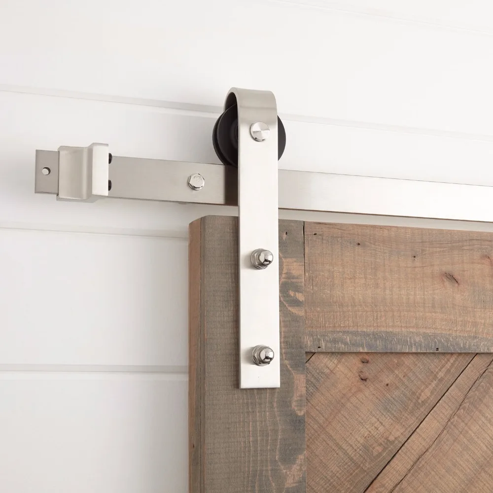 

Sliding Barn Door Hardware Track Set Brushed Nickel for Wooden Doors