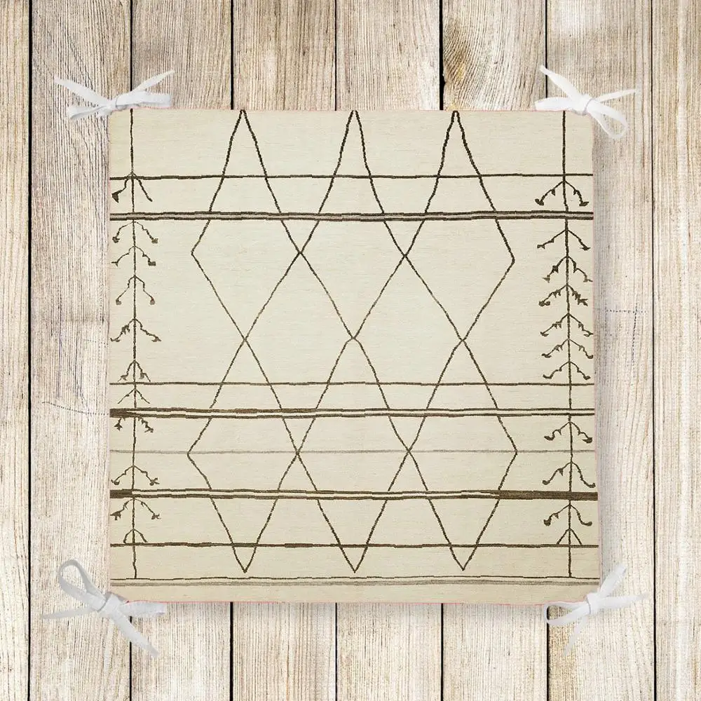 

Else Gray Brown Morrocan Aztec Design 3d Print Square Chair Pad Seat Cushion Soft Memory Foam Full Lenght Ties Non Slip Washable