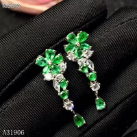 kjjeaxcmy fine jewelry 925 sterling silver inlaid natural emerald female earrings support detection of new exaggeration
