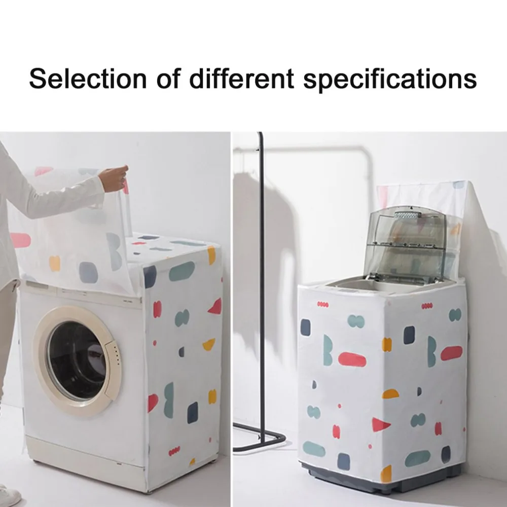 PEVA Geometry Printing Washing Machine Dust Covers Organizer Flip Washer Dust-proof Sunscreen Dustcoat Storage Case | Дом и сад