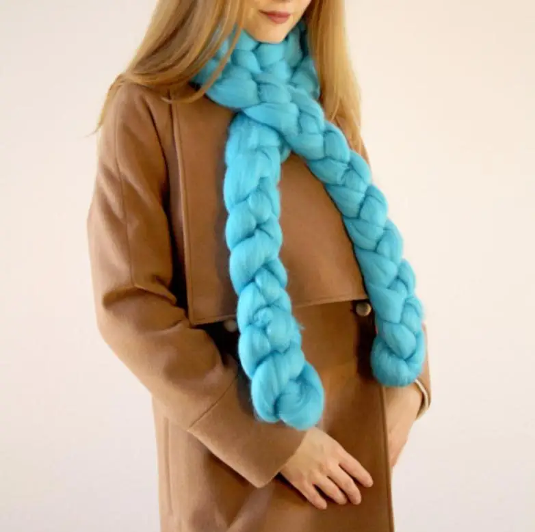 Унисекс Зимние теплые шарфы Твист коса вязаный шерстяной шарф Кашемир длинная