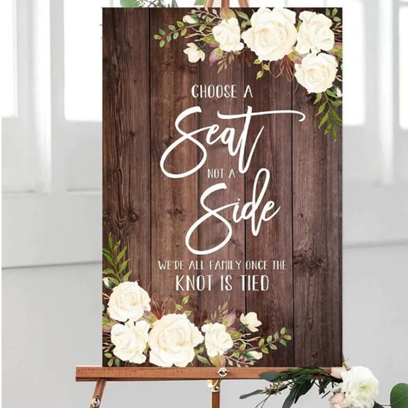 Выберите сиденье не сбоку деревенский Свадебный знак приветствия деревянный