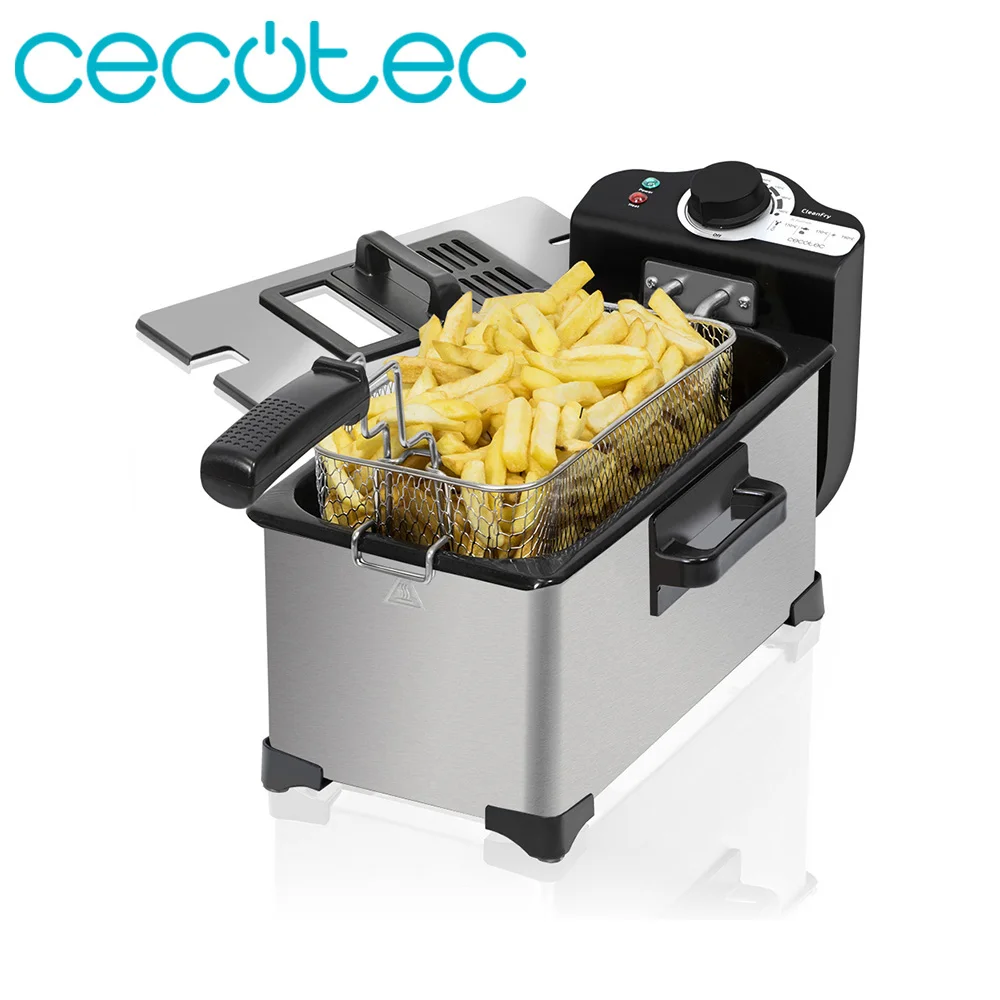 Cecotec CleanFry 3L Electric Fryer 3 Liters Stainless Steel 2000W with OilClean Filter Cap Anti-Odor and Window | Бытовая техника