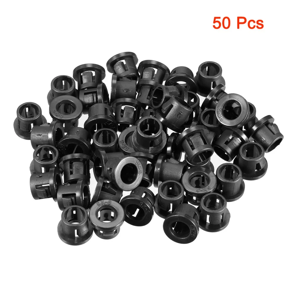 

UXCELL 50pcs Black 8mm/10mm Mounting Diameter Cable Hose Bushing Plastic Snap Button Cover Locking Grommet Protector