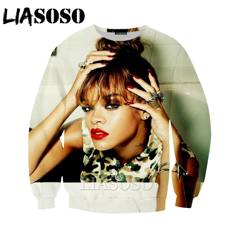 LIASOSO новые зимние женские/мужские сексуальные толстовки Rihanna 3D принт Толстовка
