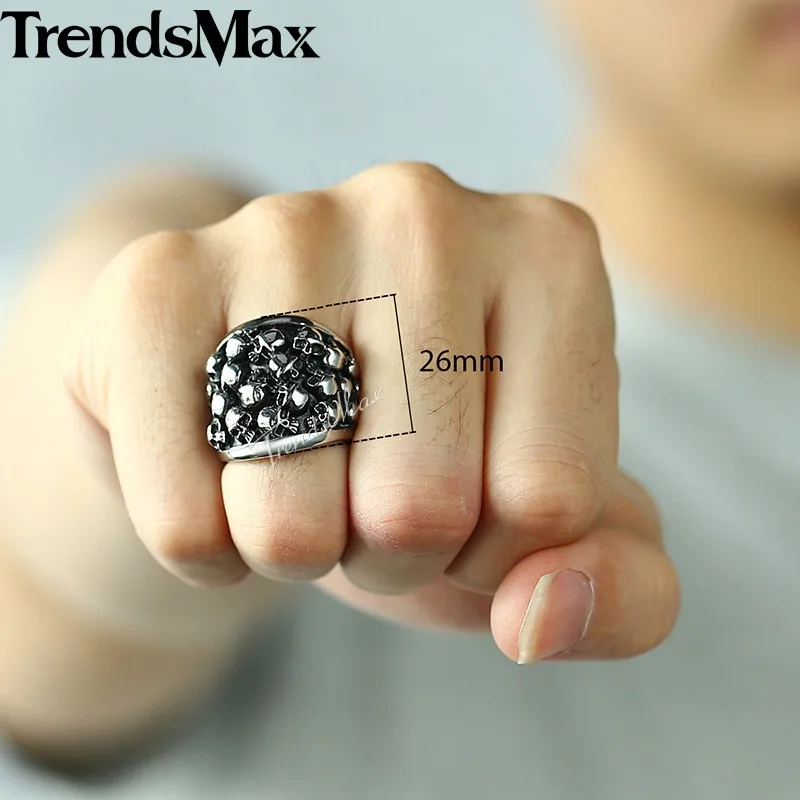 Мужское кольцо панк-рок Trendsmax из нержавеющей стали с черепом опт Прямая поставка