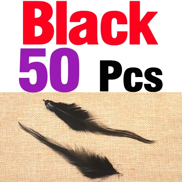 50 Pcs black MNFT 50 шт много цветов красивое перо фазана петух перья размер около 10-15 см/4-6 дюймов - Цвет: 50 Pcs black