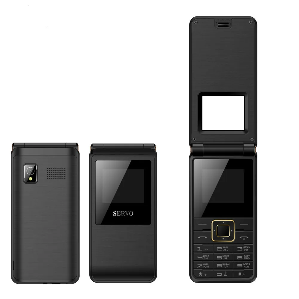 Оригинальный Servo 2017 флип телефон 1 77 'Spreadtrum6533 Dual Sim карты мобильного телефона Gsm