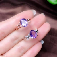 kjjeaxcmy fine jewelry 925 sterling silver inlaid natural gemstone amethyst ladies ring support detection new