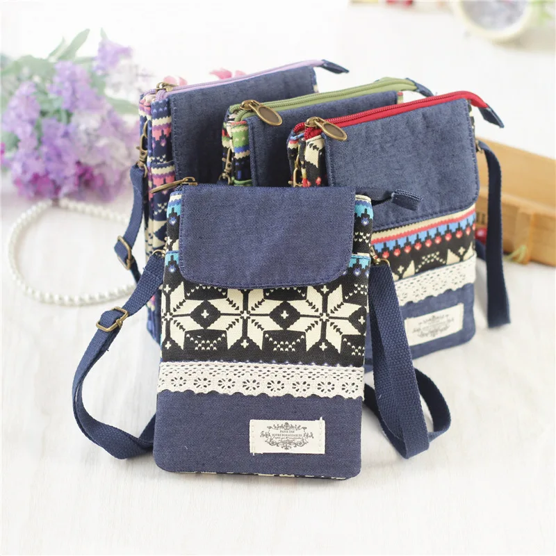 longmiao Women National Coin Purse Clutch Flower Printed Mini Messenger Bags Phone Pouch Girls Multi Pocket Organizer Bag | Багаж и сумки