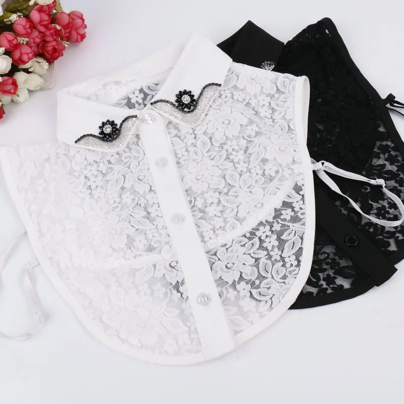 Модное съемное женское кружевное ожерелье Петер Пэн с цветочным отворотом