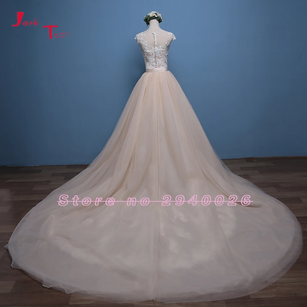Jark Tozr Vestidos De Noiva Princesa с открытыми плечами Тюль цвет Шампань Великолепная Съемный